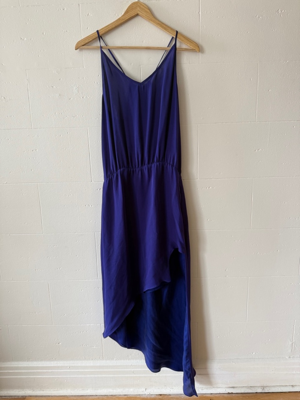 MASON | Silk Summer Slip Dress Blue Asymmetrical Hem | Size 6 - Picture 2 of 12